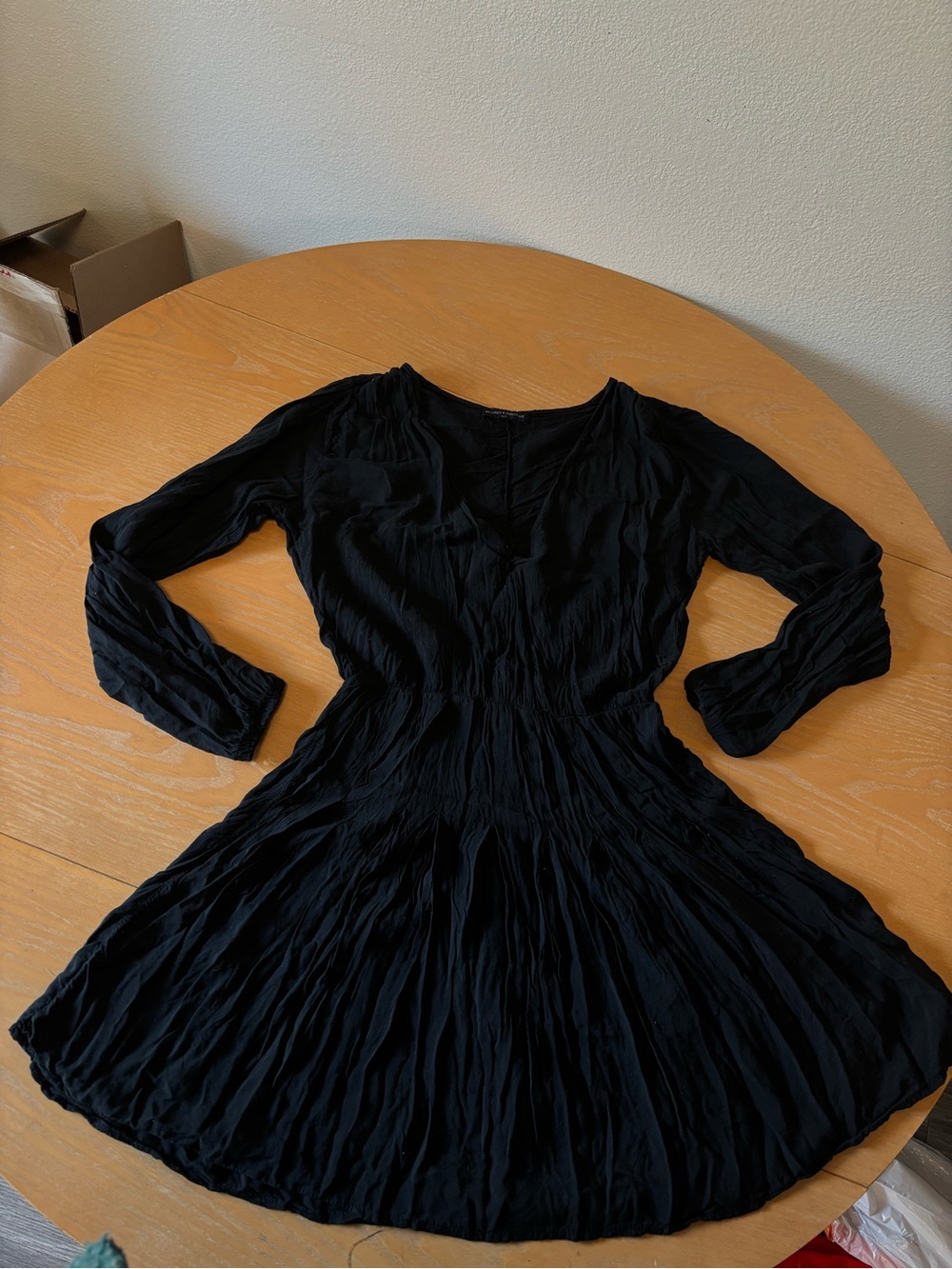 Brandy Melville Black Long-Sleeve V-Neck A-Line Dress